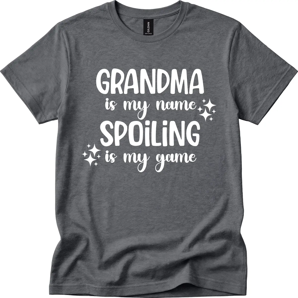 Grandma Is My Name Spoiling Is My Game T-Shirt in Dark Heather